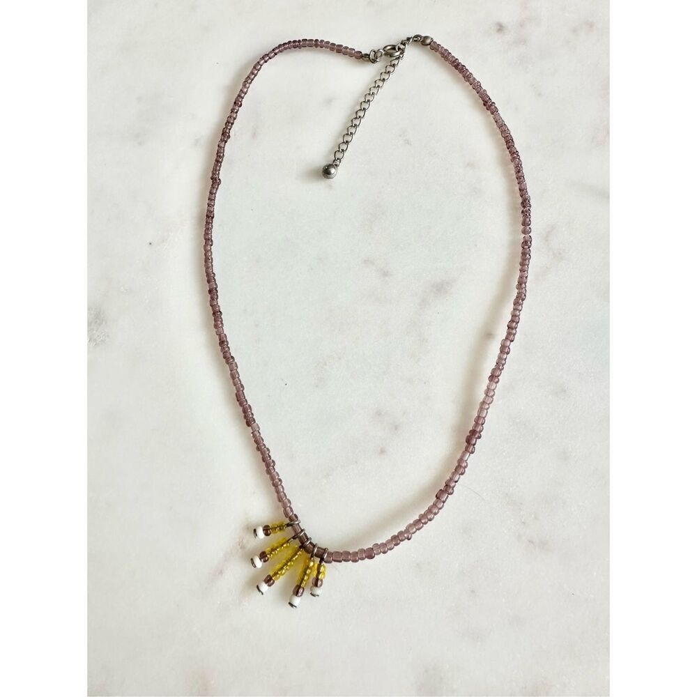 Eggplant purple beaded bohemian style necklace 